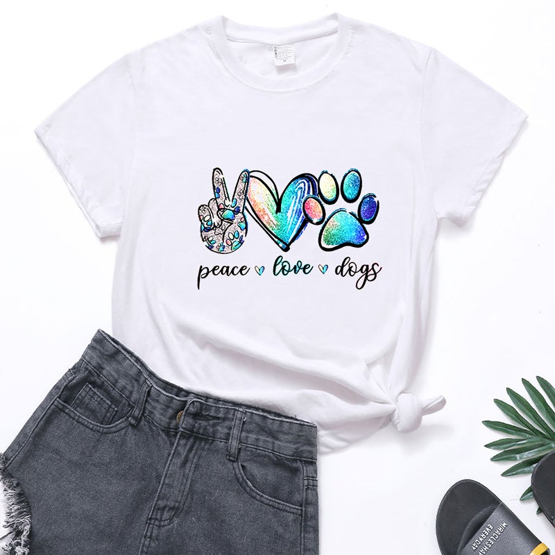 Peace, Love & Paws - CVC Short Sleeve T-Shirt for Dog Lovers