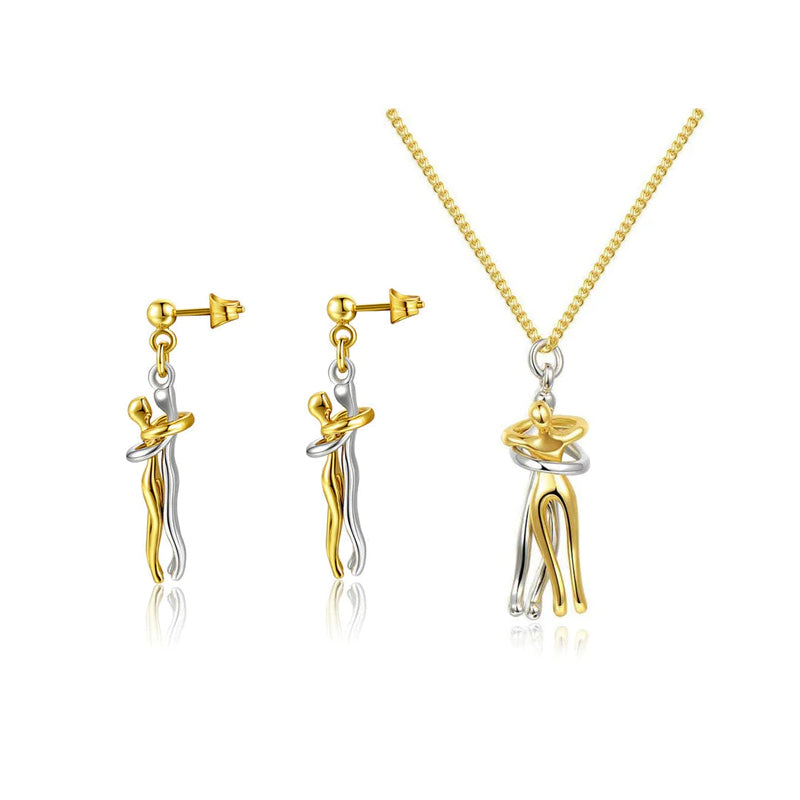 💕Perfect Gift for Lovers - Hug Necklace & Earrings Jewelry Set for Couples