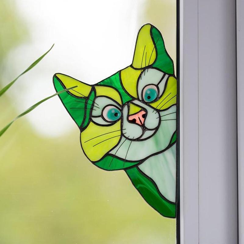 😻Handmade Stained Cat Suncatcher for Glass Window