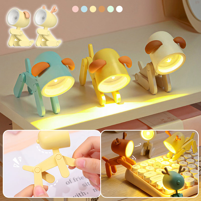 Mini LED Cute Cartoon Animals Puppy Deer Night Light, Adjustable Small Phone Holder Desk Lamp