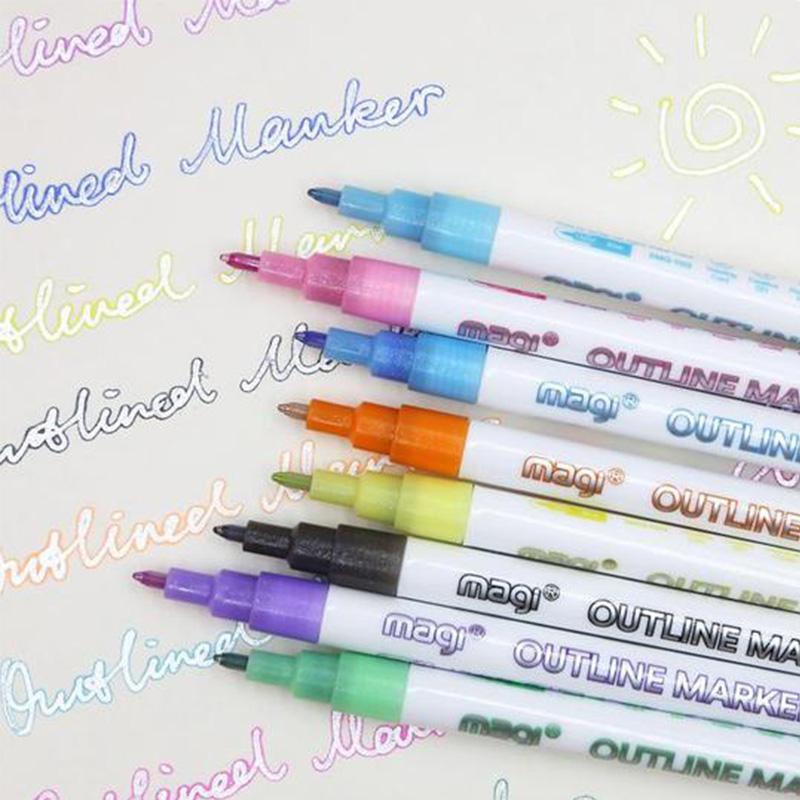 Gorgeous Double Outline Marker Pens Set (8/12 colors)