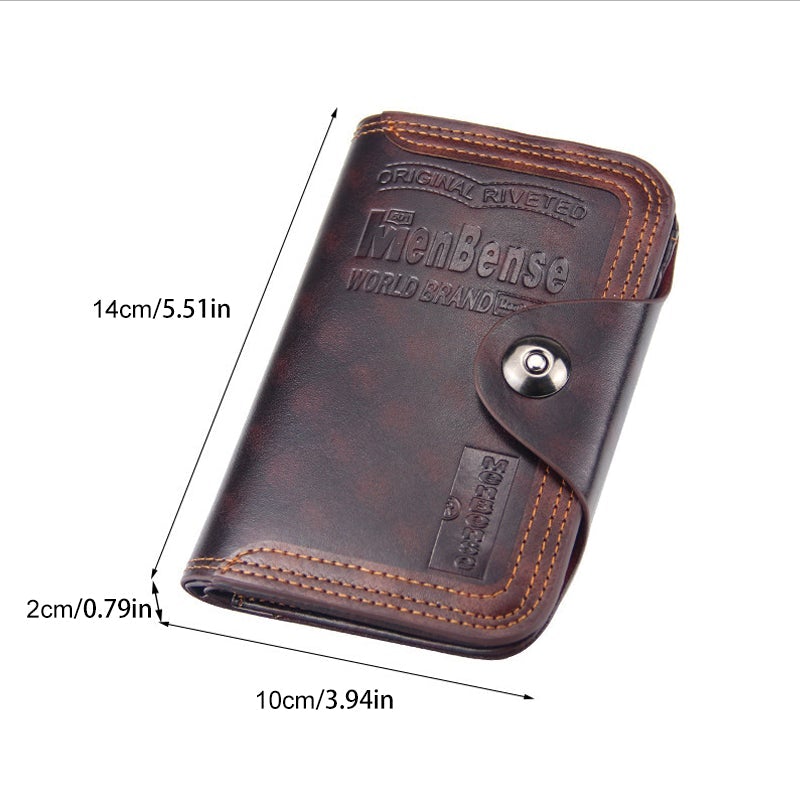 Large Capacity Leather Bifold Short Men's Wallet
