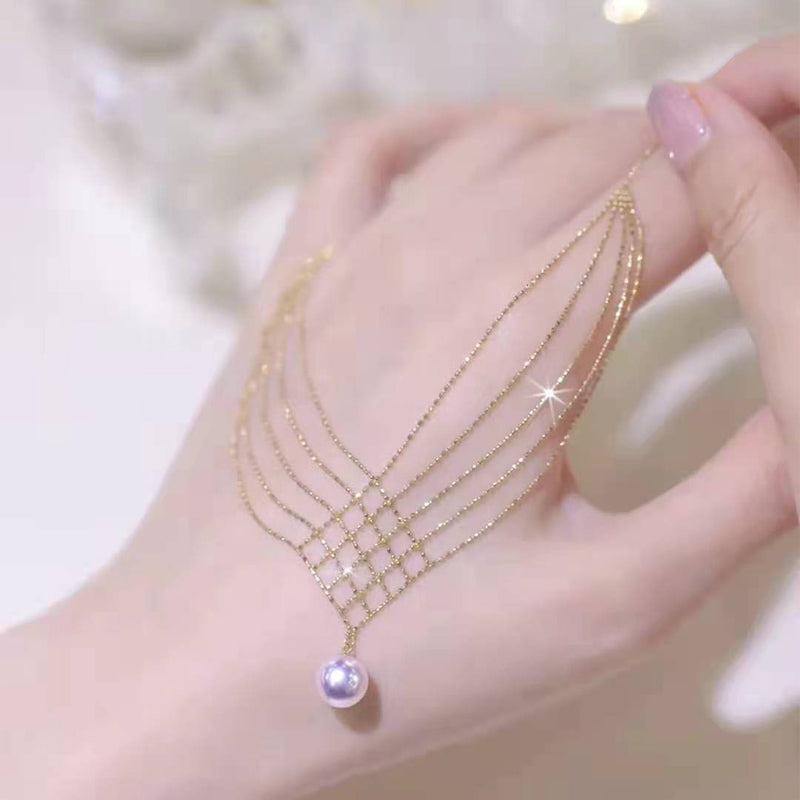 Mermaid Necklace Pearl Pendant Multi-layer Chain