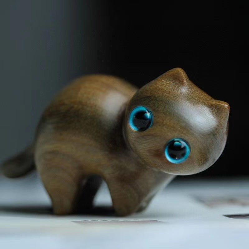 🐈Handmade Wood Carved Cat Decoration