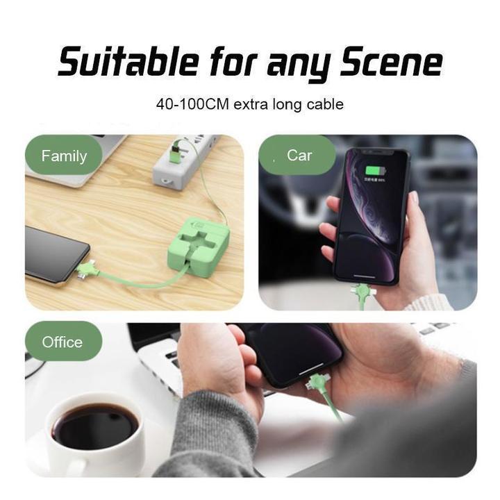 4-in-1 Retractable USB Charging Cable with Phone Stand