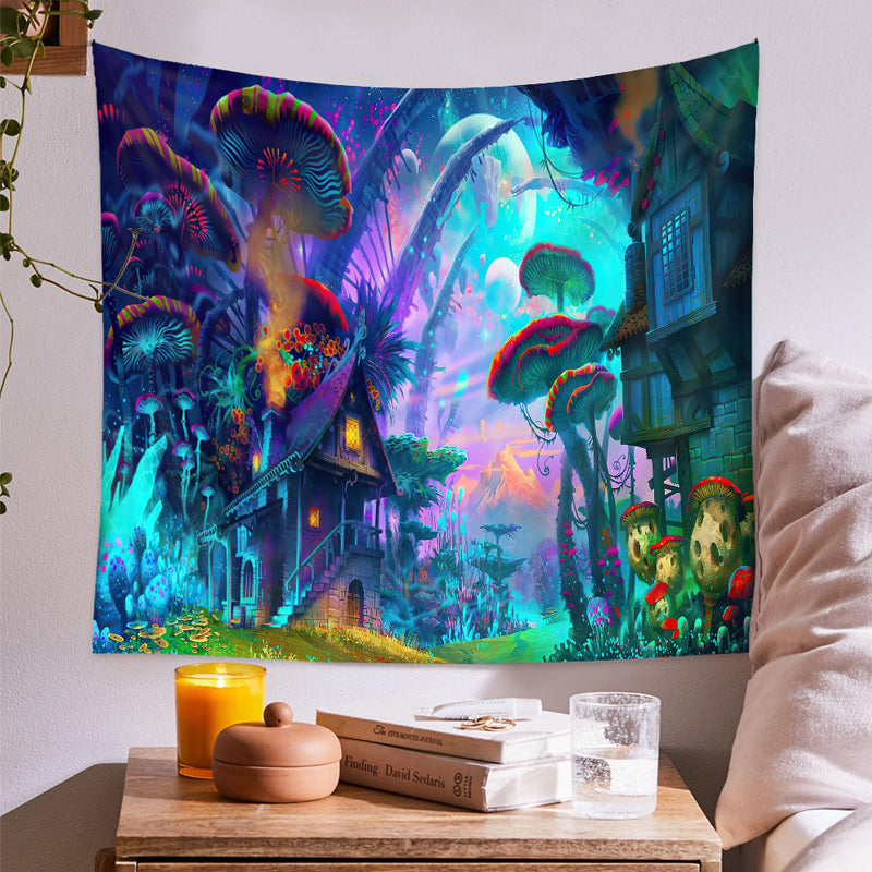 Psychedelic Forest Mushroom Wall Tapestry Art Decor Blanket