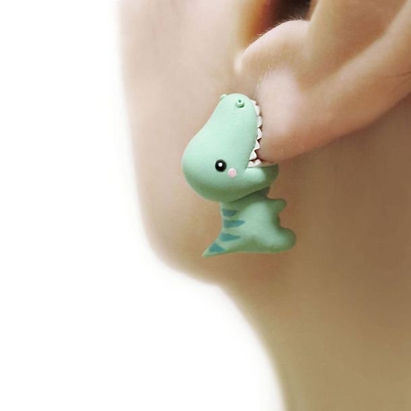 Cute Animal Bite Earrings Cartoon Soft Clay Animal Stud Earrings