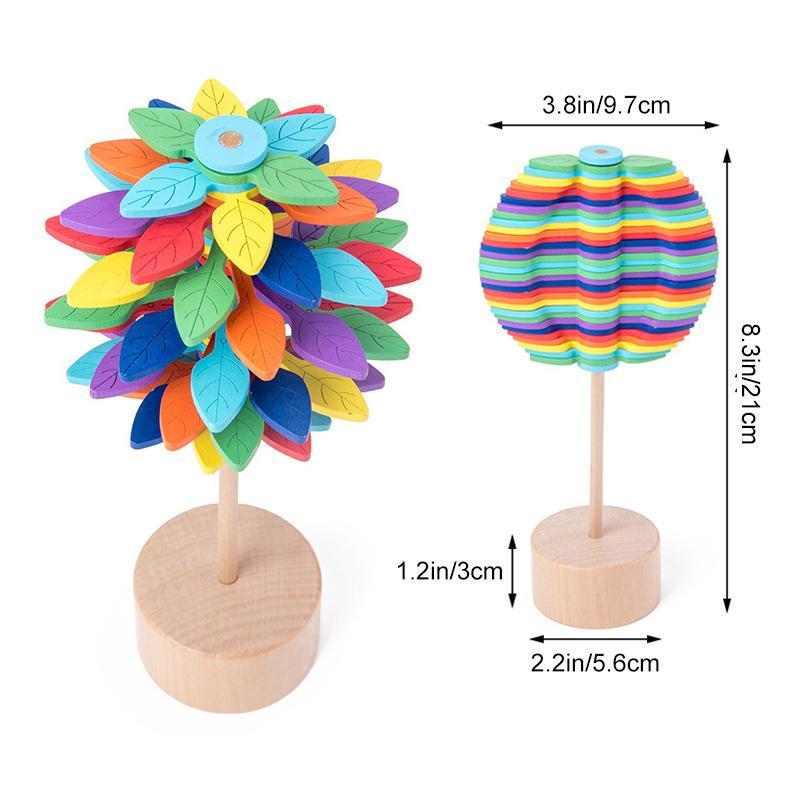 Wooden Helicone Lollipop Rotating Magic Wand Stress Relief Toy