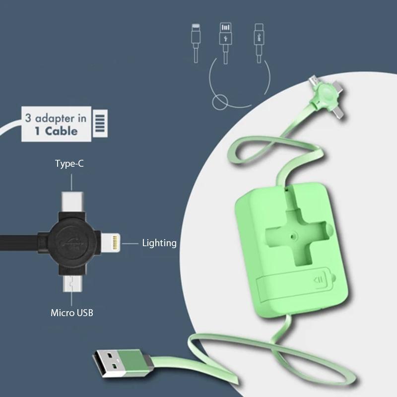 4-in-1 Retractable USB Charging Cable with Phone Stand