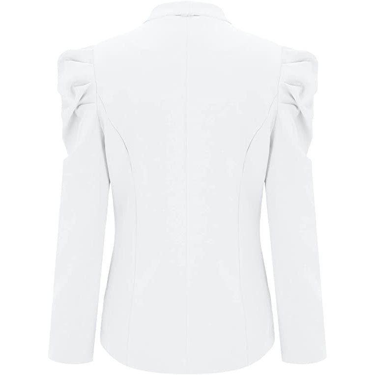 Women's Casual Lapel Blazer Puff Sleeve Open Front Work Blazer Suit