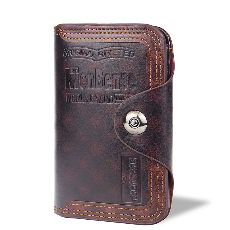 Large Capacity Leather Bifold Short Men's Wallet