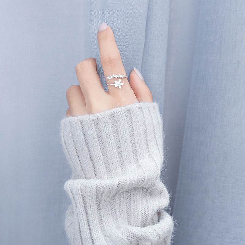 Cherry Blossom S925 Sterling Silver Adjustable Ring