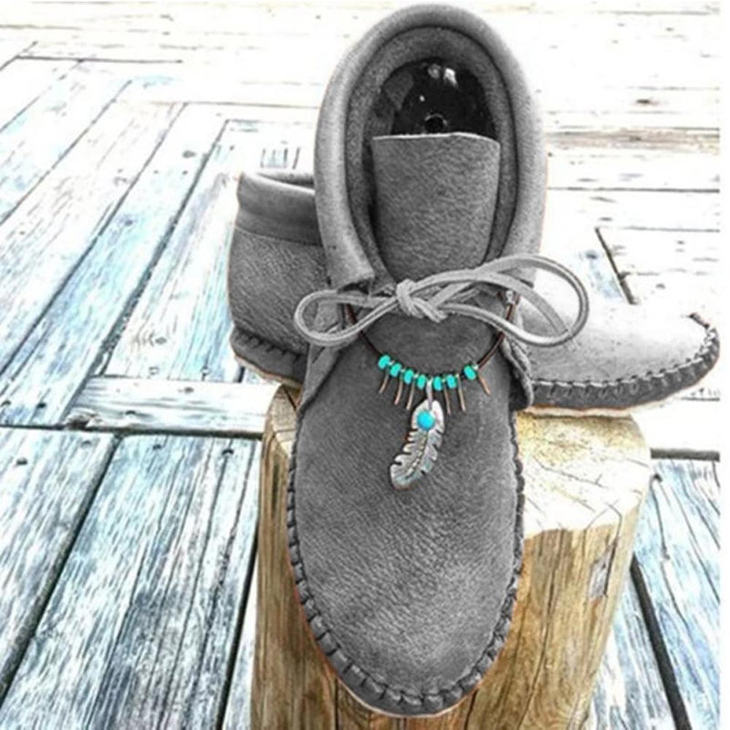 Leather Flat Heel Daily Boots
