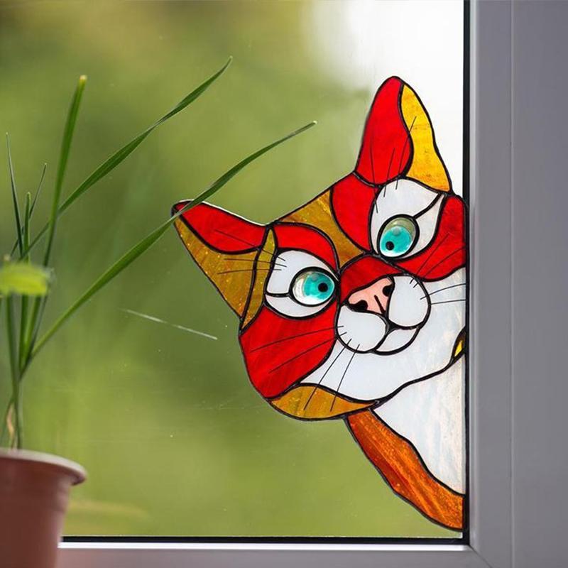 😻Handmade Stained Cat Suncatcher for Glass Window