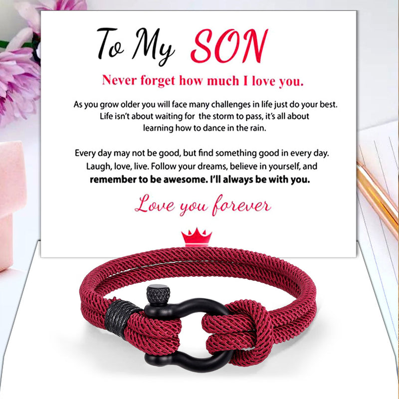 Love You Forever Nautical Braided Rope Bracelet - To My Son/Grandson