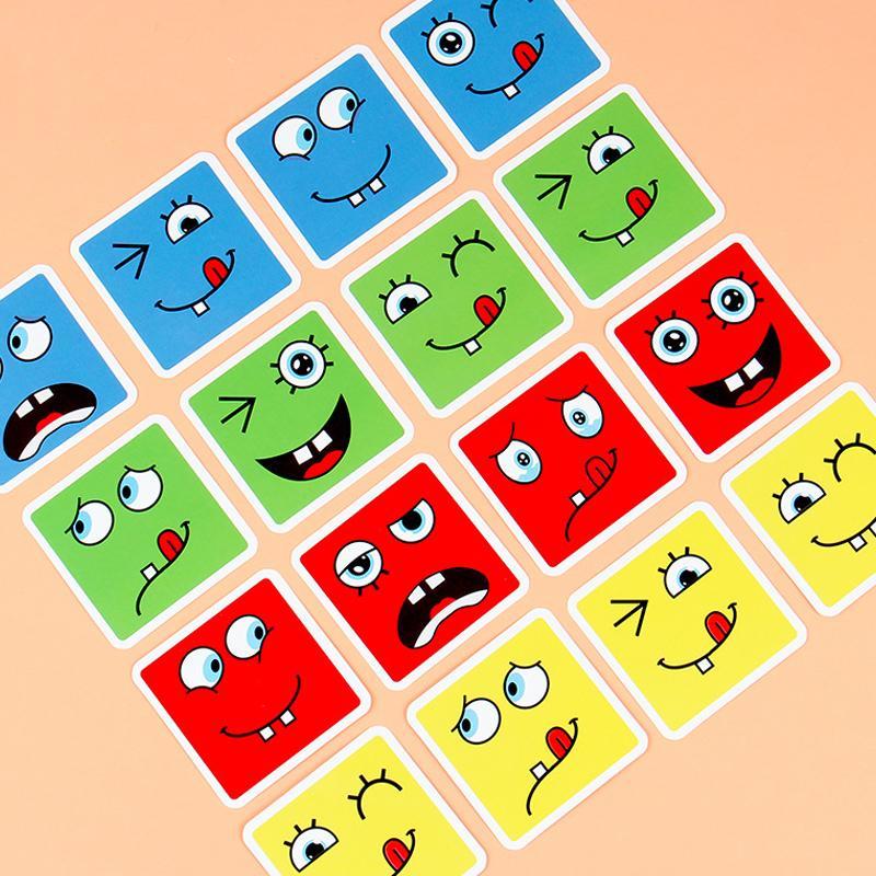 Kids Wooden Face-Changing Magic Cube Building Blocks Toy Set