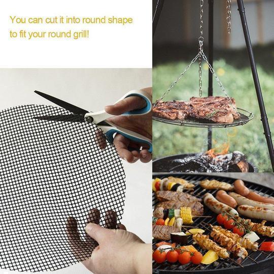 Teflon Non-stick BBQ Grill Mesh Mat for Reusable Cleaning
