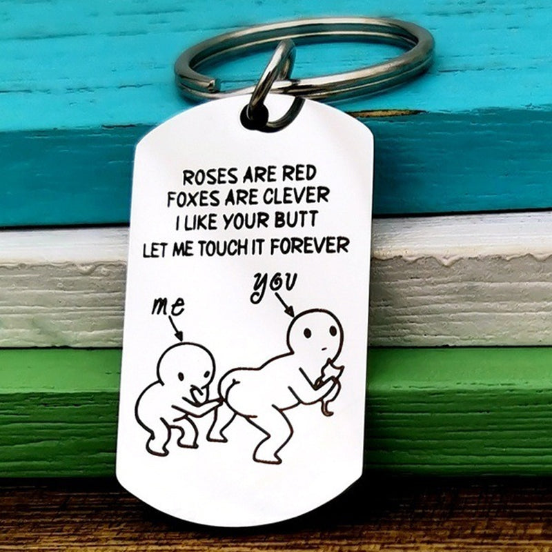 Stainless Steel Funny Spoof Keychain Naughty Love Gift