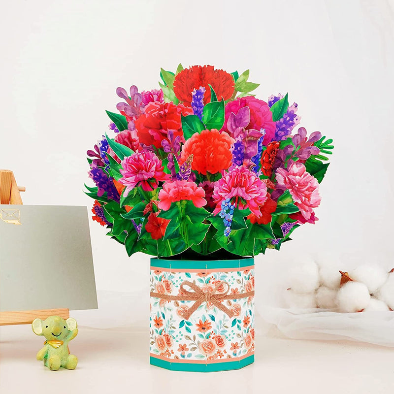 Pop Up Flower Bouquet Greeting Card Gift for Anniversary, Birthday