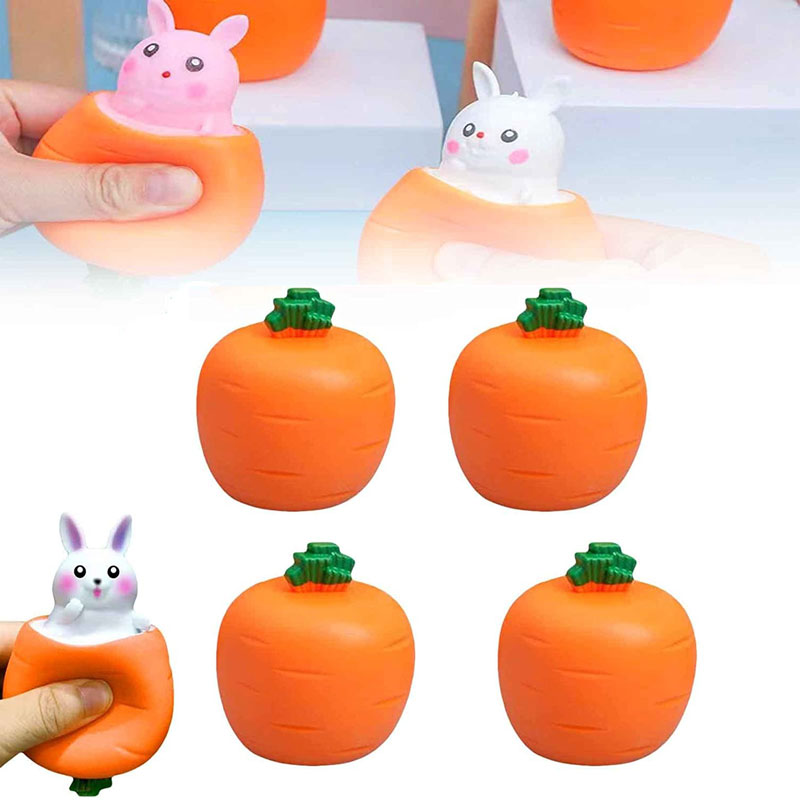Squishes Carrot Rabbit Fidget Toys, Squeeze Toy Carrot Doll