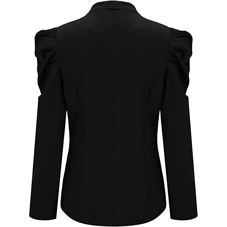 Women's Casual Lapel Blazer Puff Sleeve Open Front Work Blazer Suit