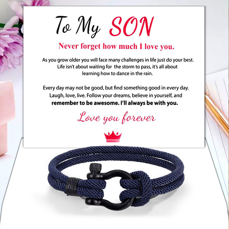 Love You Forever Nautical Braided Rope Bracelet - To My Son/Grandson