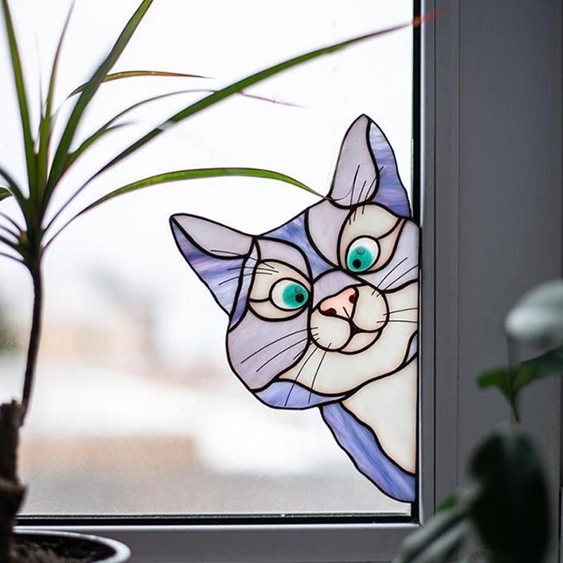 😻Handmade Stained Cat Suncatcher for Glass Window