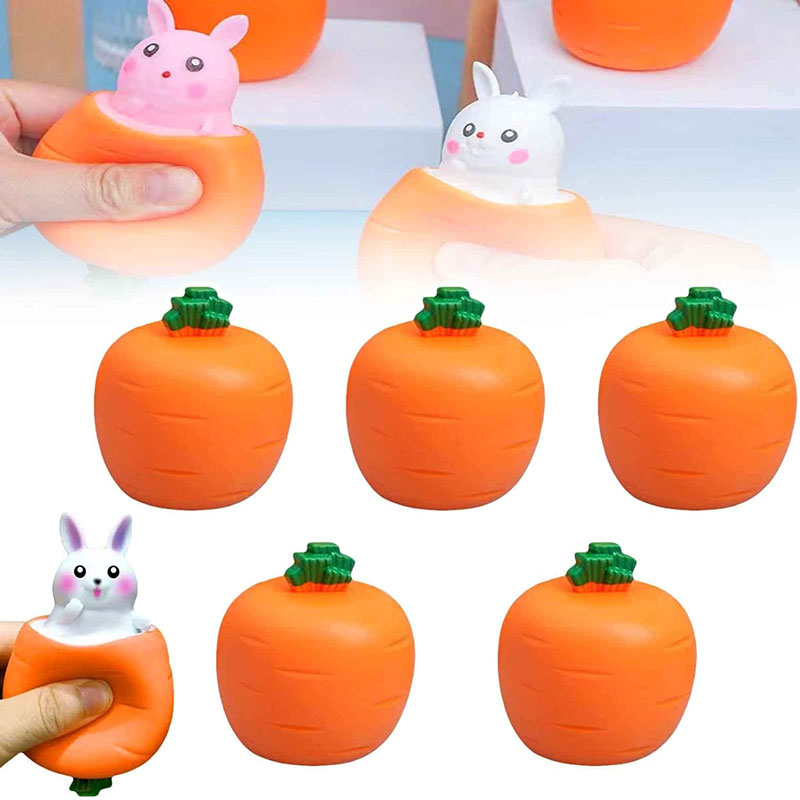 Squeeze Toy Carrot Doll, POP UP Carrot Bunny Stress Relief Toy