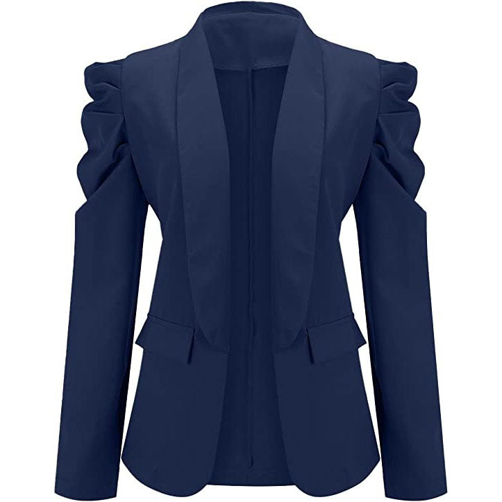 Women's Casual Lapel Blazer Puff Sleeve Open Front Work Blazer Suit