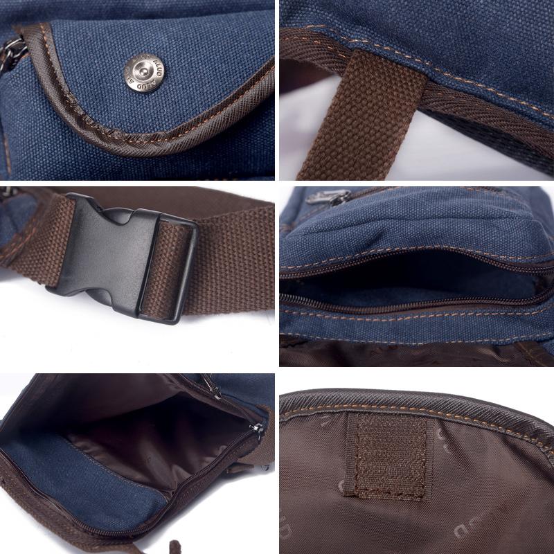Casual Canvas Waist Bag, Full Fanny Pack Multi-Pocket Belt Bag Unisex