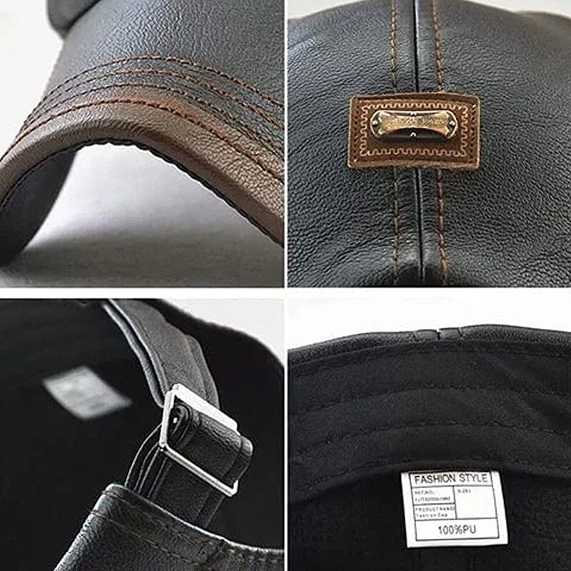 Leather Adjustable Newsboy Hats for Men Fashion Beret Hat Flat Cap