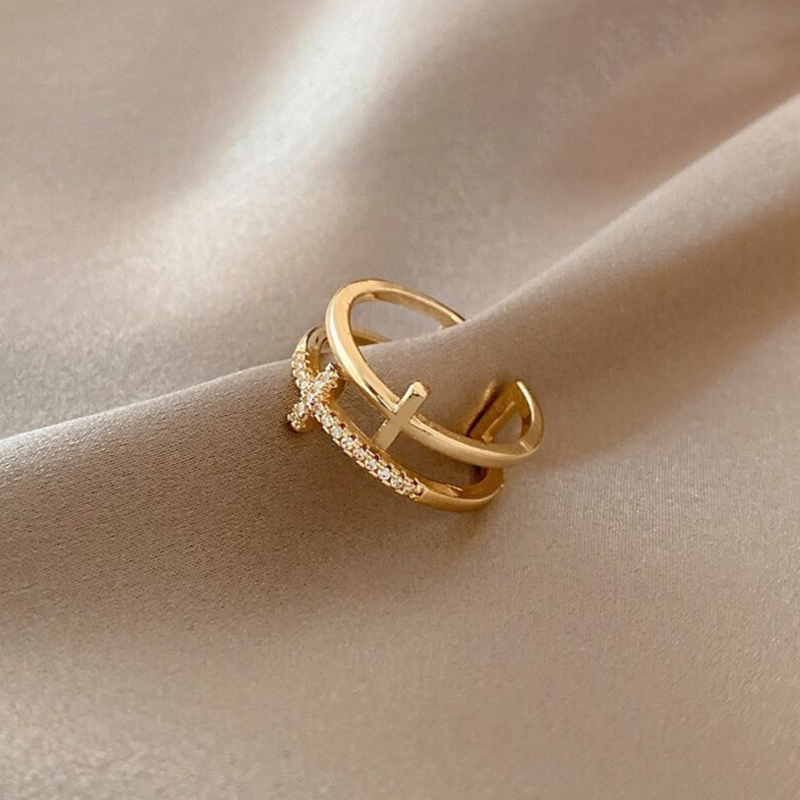 Pray Through It Double Cross Double-layer Ring