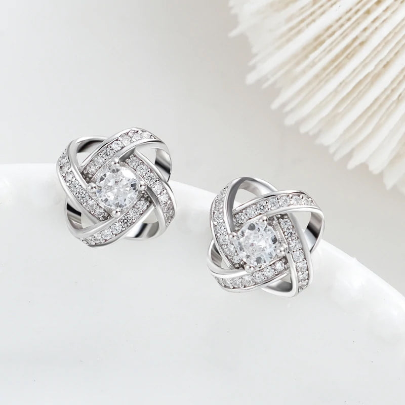 925 Sterling Silver Love Knot Earrings