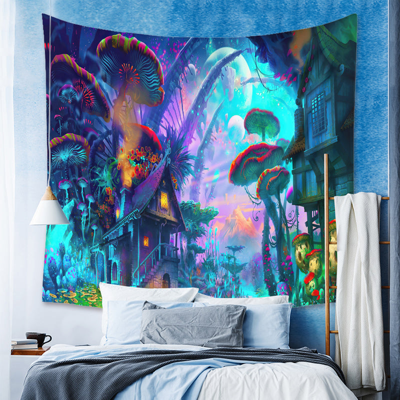 Psychedelic Forest Mushroom Wall Tapestry Art Decor Blanket