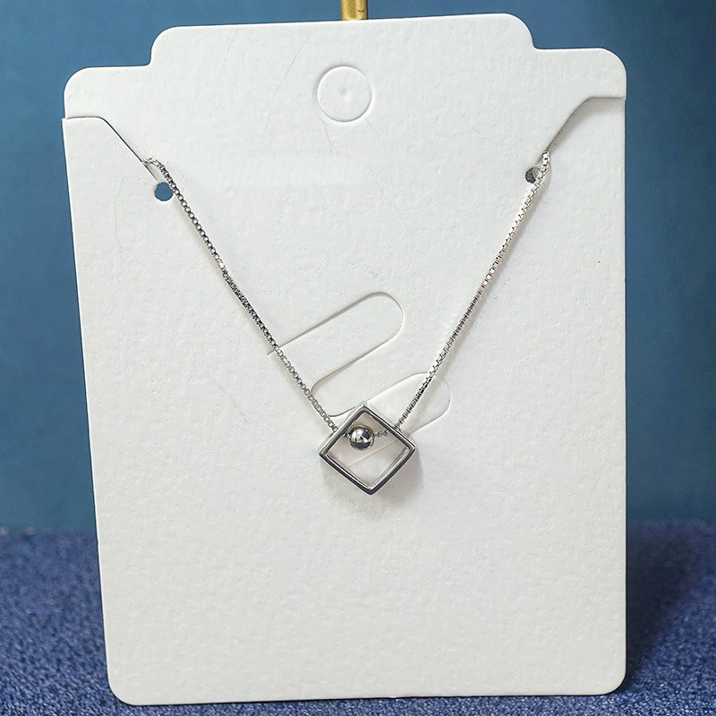 Love Ball Square Geometric Clavicle Chain s925 Sterling Silver Necklace
