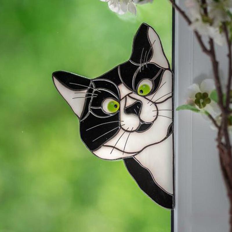 😻Handmade Stained Cat Suncatcher for Glass Window