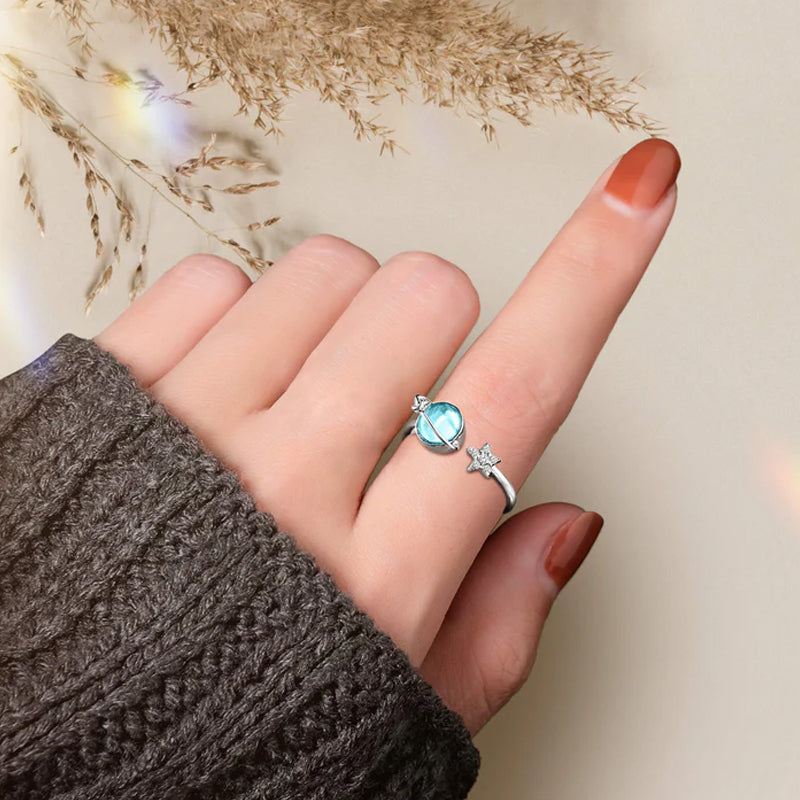 To My Daughter Gift - Star & Moon Rotatable Ring for Stress Relief