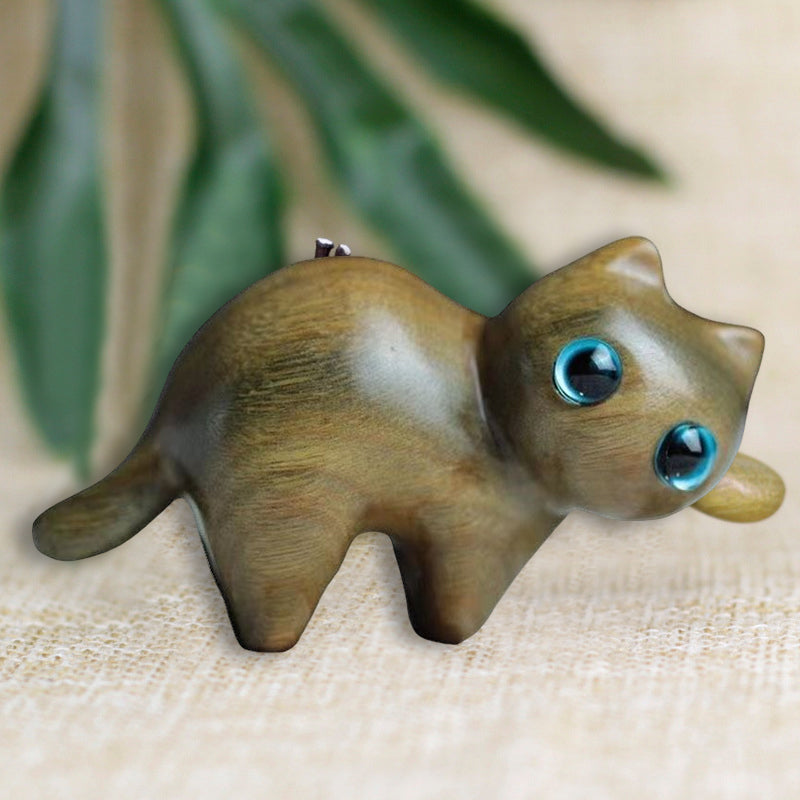 🐈Handmade Wood Carved Cat Decoration