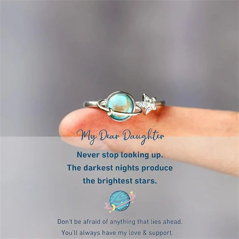 To My Daughter Gift - Star & Moon Rotatable Ring for Stress Relief