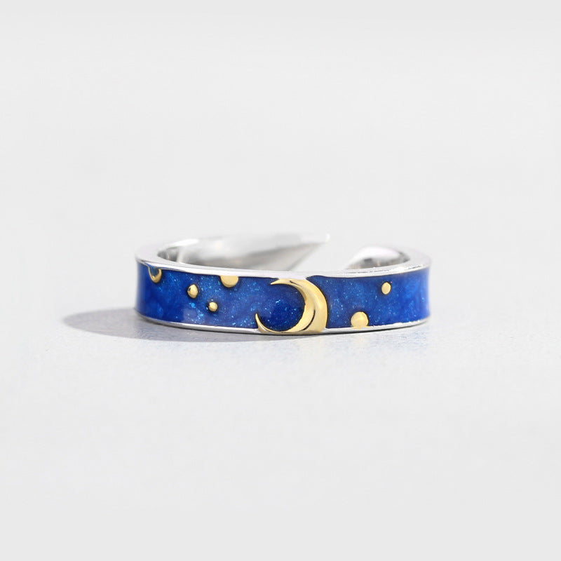Sun and Moon Promise Couple Rings Sterling Silver Adjustable Rings