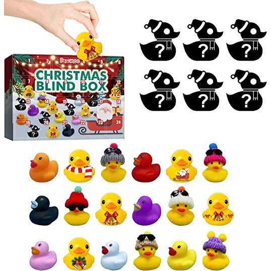 Christmas Advent Calendar 2023 - 24 Days Countdown Calendar Rubber Duckies Toy & Gift for Kids