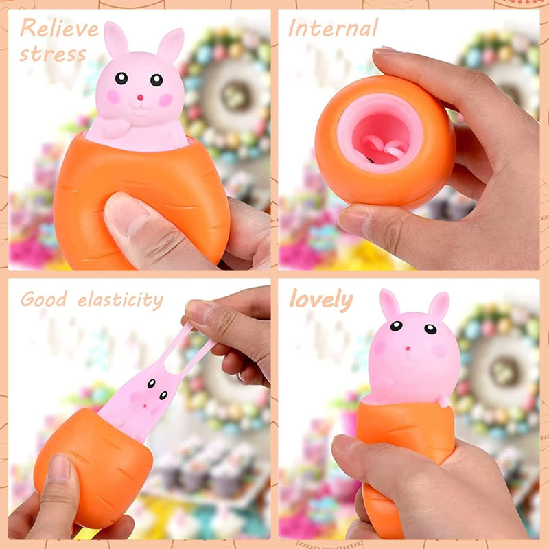 Squeeze Toy Carrot Doll, POP UP Carrot Bunny Stress Relief Toy