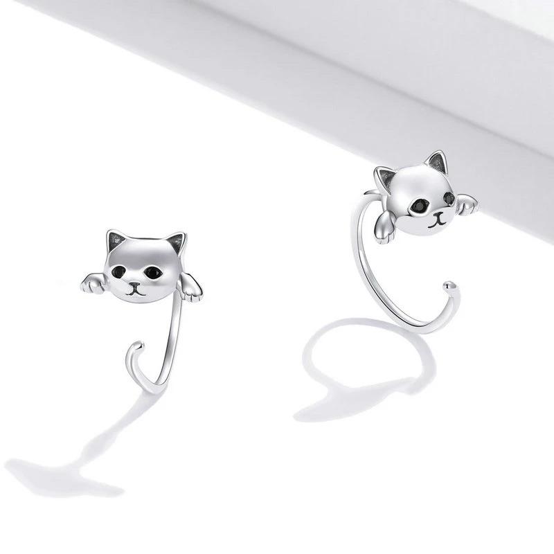 925 Sterling Silve Cute Cat Earrings