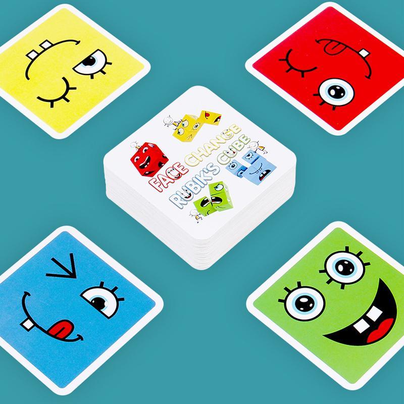 Kids Wooden Face-Changing Magic Cube Building Blocks Toy Set