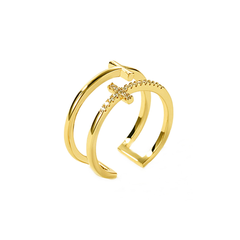 Pray Through It Double Cross Double-layer Ring