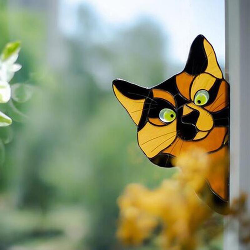 😻Handmade Stained Cat Suncatcher for Glass Window