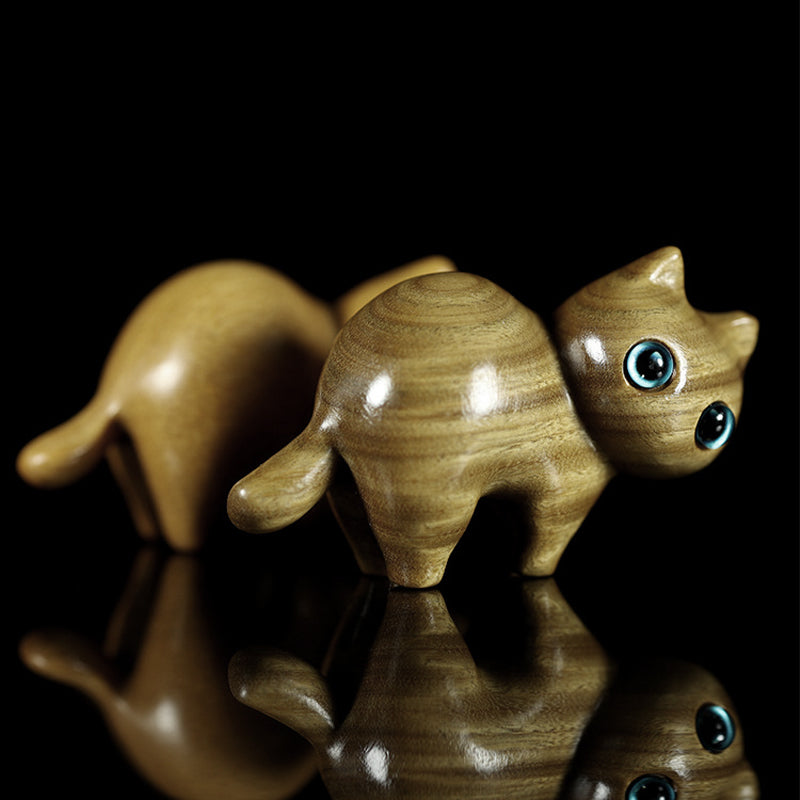 🐈Handmade Wood Carved Cat Decoration