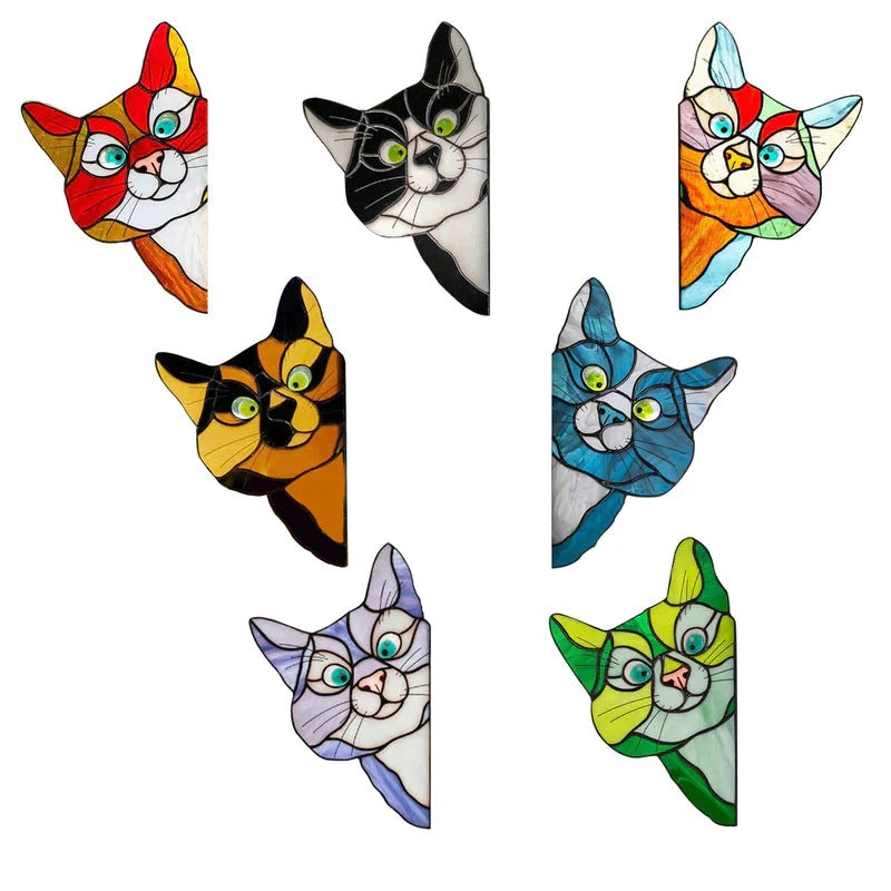 😻Handmade Stained Cat Suncatcher for Glass Window