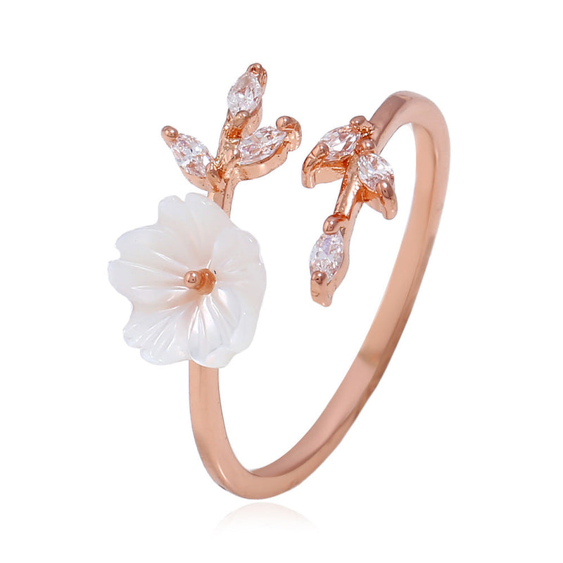 Crystal White Blossom Adjustable Ring