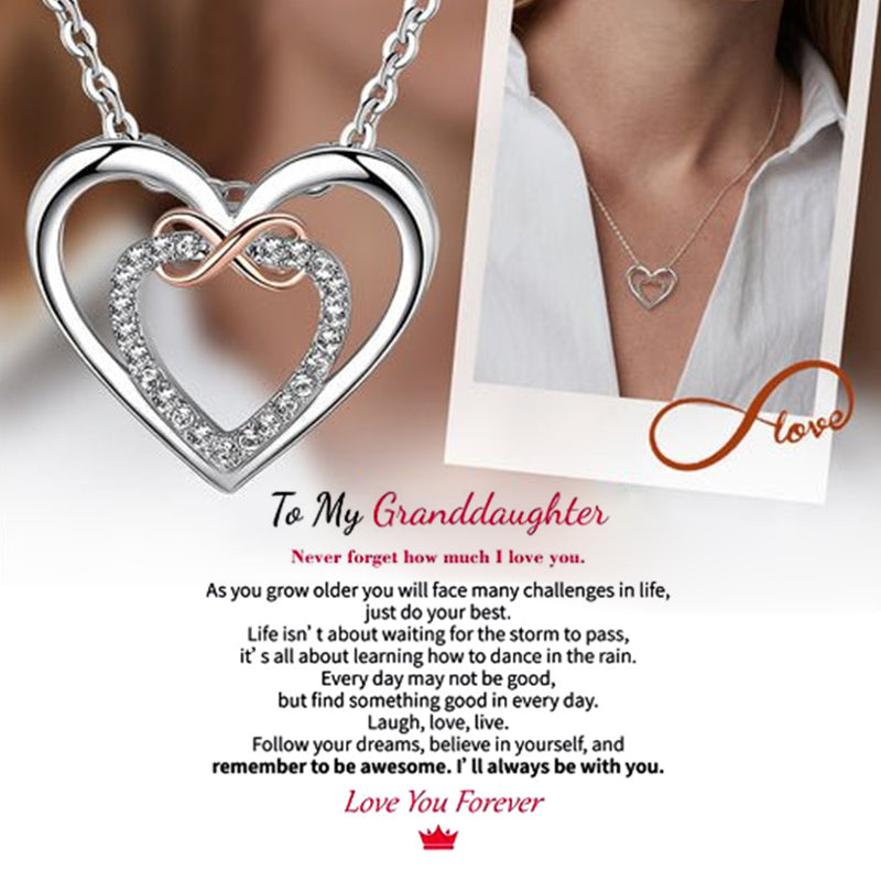 💝Stylish Double Heart Necklace - Warm Gift To Daughter/Granddaughter